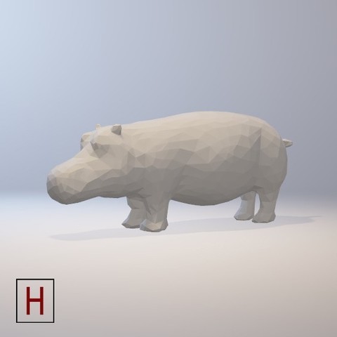 low-poly hippo Kunst Tier 3D print model - Mito3D