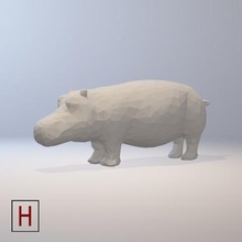 low poly hippo art animal 3d print model - Mito3D