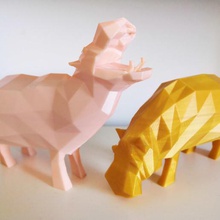 low poly hippopotames art blender hippo hippopotame les faible la sculpture sculptures 3d print model - Mito3D
