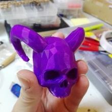 low poly horned skull art bones demon head monster horns human lowpoly 3d print model - Mito3D