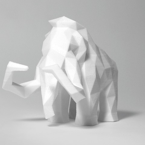 low poly mammut art arti sculture sfaccettato antichi extincted animali decori scrivania giocattoli 3D print model - Mito3D