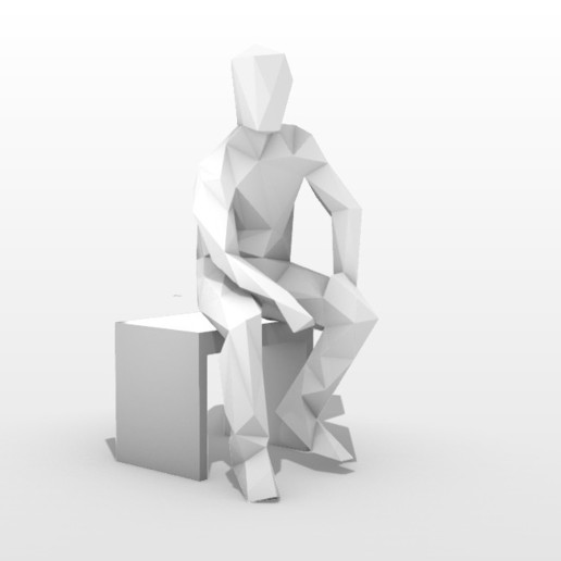 low poly homme assis art de la décoration les figurines abstraite abstractart corps figure à facettes lowpoly sculpture 3dprinting sexe masculin 3D print model - Mito3D