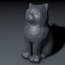 low-poly marketbot laser cat Kunst Skulpturen 3d print model - Mito3D