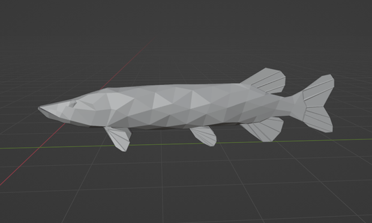 low poly pike muskie lowpoly fish fishing 3d print model - Mito3D