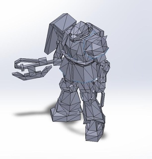 low poly pixel zaku ii gundam pixelated non scale mecha robot anime mech fdm fan art 3d print model - Mito3D