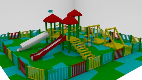 escuela politécnica patio recreo parque niños niño juguetes diapositiva divertido público barato bosque agua mano pintado 3d print model - Mito3D