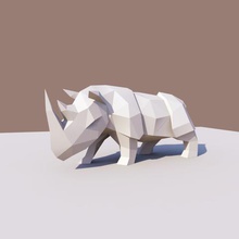 low poly rhinocéros art animal corne 3d print model - Mito3D