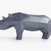 low poly rinoceronte art animale la scultura statua sfaccettato geometrica moderno 3d print model - Mito3D