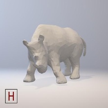low-poly rhino Kunst Tier 3d print model - Mito3D