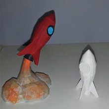 low poly rocket smoke game cartoon space toy 3d print model - Mito3D