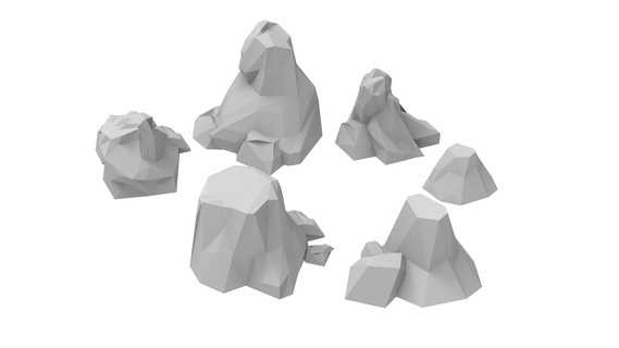 low poly rocks style collection rochers 3d print model - Mito3D