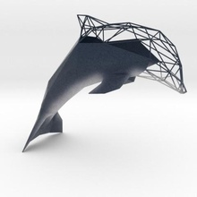 low-poly semiwire dolphin Kunst Draht low poly 3d print model - Mito3D