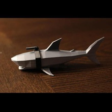 low poly shark art lasers posed great white 3d print model - Mito3D