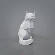 baja poli sentado gato art de la decoración figura estatua 3d print model - Mito3D