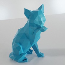 low poly cat sitter art statua chat katze gato gatto kota animale sfaccettato arredamento 3dp La stampa 3d remix 3d print model - Mito3D