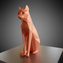 low poly sitting cat art lowpoly faceted 3dp gift idea pet kitty animal decor figurine kitten present 3d print model - Mito3D