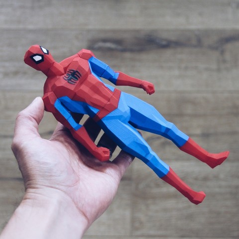 low poly spider-man art biglildesign classic superhero spiderman 3D print model - Mito3D