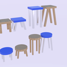 baja poli heces pack casa de la sala vida los hogares sofá asiento muebles taburete 3d print model - Mito3D