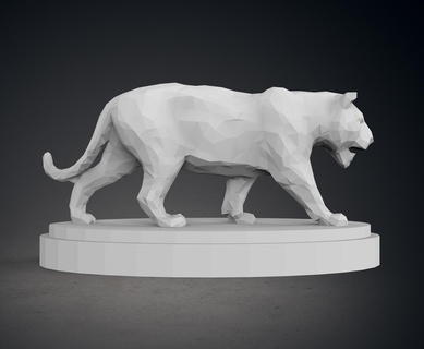düşük poli kaplan heykel doğa vahşi canavar hayvan Sanat 3d print model - Mito3D