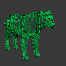 low poly lobo grade de malha a arte bas poli loup animais grelha maille filé 3d print model - Mito3D