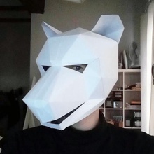 low poly lobo papel máscara a moda cosplay dia das bruxas 3d print model - Mito3D