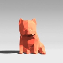 low polygon pom bear dog model 3d print art animal lowpoly funny cute sculpture pose statue 3d print model - Mito3D