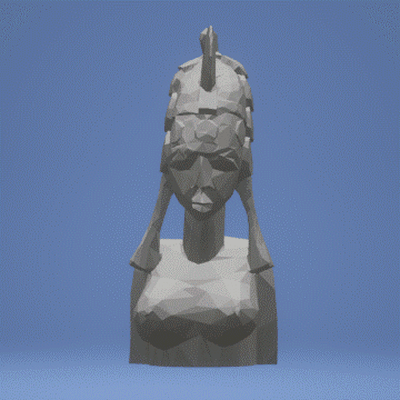 lowpoly african statue poly bust breast woman africa 3d print model - Mito3D