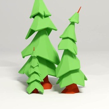lowpoly fir various shaft tree 3d print model - Mito3D