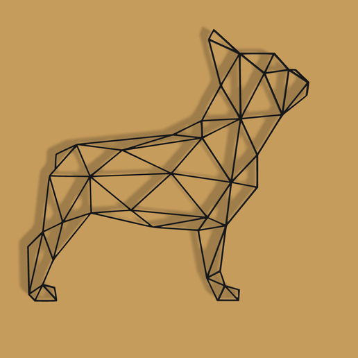 pobre geométrico perfil francês buldogue cabeça parede decoração arte low poly decorar cão 2d escultura animal cara 3D print model - Mito3D