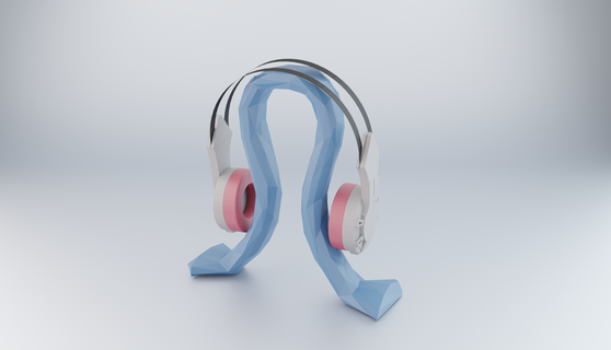 lowpoly casco soporte lowpoy cascos auricular escritorio jugador apoyo base regalo elegante 3d print model - Mito3D