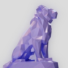 lowpoly leone art animale savage sfaccettato statua seduto 3dp low poly La stampa 3d 3d print model - Mito3D