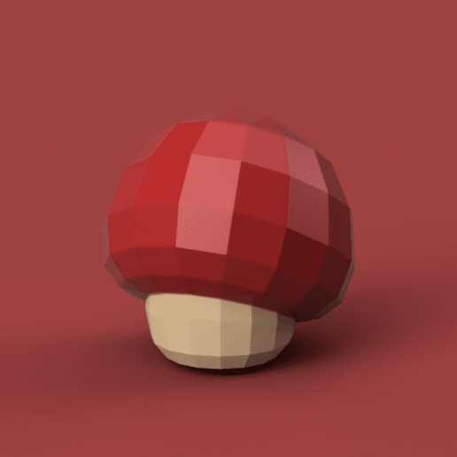 lowpoly mushroom mario super bros video_games 3D print model - Mito3D