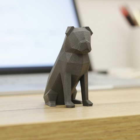 low-poly pug art perro facetas lowpoly gato 3D print model - Mito3D