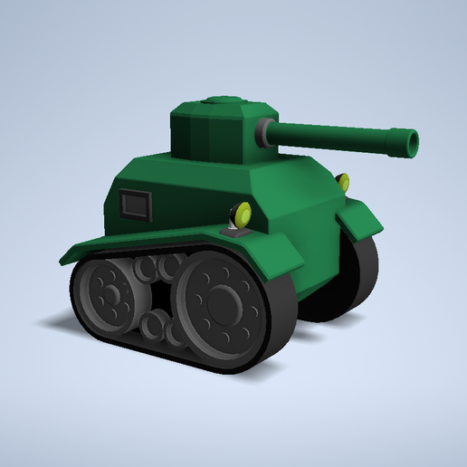 lowpoly serbatoio guerra giocattolo cannone 3D print model - Mito3D
