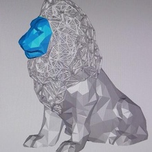 low-poly voronoi lion art animal deco lowpoly 3d print model - Mito3D