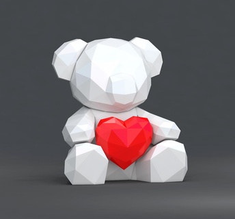 lowpolylang Art lowpoly toy teddy bear cuddle low polyteddy 3d print model - Mito3D