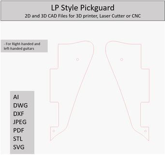 lp pickguard modèles 2d 3d goujat dossiers guitare laser cnc 3d print model - Mito3D