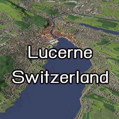 erba medica svizzera città urbano carta geografica europa lago nazione strada terreno montagna collina edificio viaggio fiume 3d print model - Mito3D