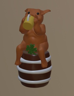 luck pig beer lucky pig beer funny lucky charm pig cloverleaf beer  3d print model - Mito3D