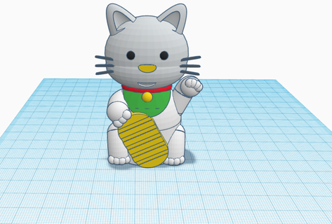 lucky cat chinese cat Art cat wave chinese  3d print model - Mito3D