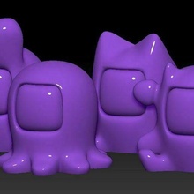 lucky cat friends hd remix flat bases toy_game_accessories 3d print model - Mito3D