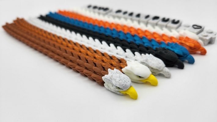 lucky charm flexi silk eagle bracelet articulated fun bambu lab ams 3d print model - Mito3D