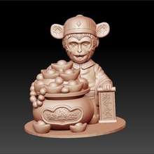 lucky monkey art animal money china traditional wealth richness treasure fortune 3d print model - Mito3D