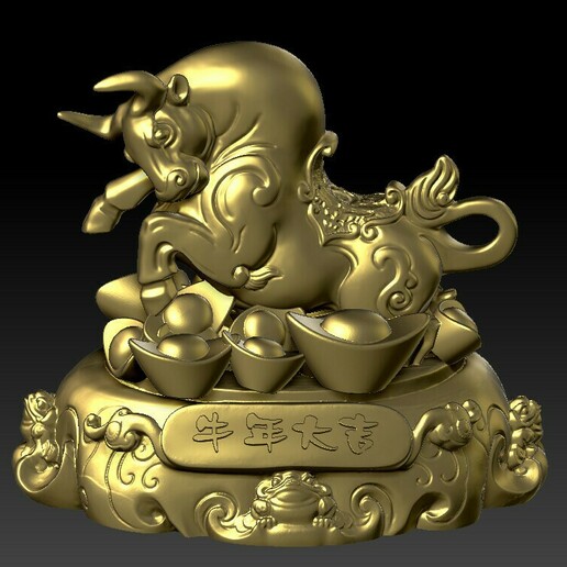 lucky ox year - congratulations fortune decoration 8 china new 3D print model - Mito3D