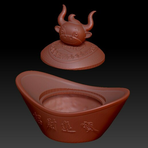 suerte ox año caramelo tarro 3 China 3D print model - Mito3D