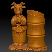 lucky ox year pen holder 1 china new 3d print model - Mito3D