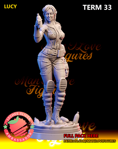 lucy caer nsfw arte juegos tableros mesa miniaturas stl resina impresora maestro jefe aureola halo2 3 amazonas serie 3d print model - Mito3D