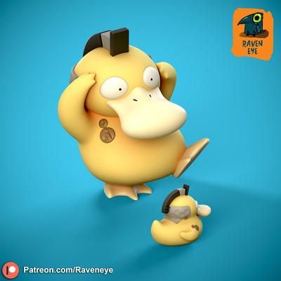 luden psyduck + rubber pack pokemon games toys anime pikachu pokeball manga figure death stranding collectible nintendo game toy go cute miniatures figurines 3d print model - Mito3D
