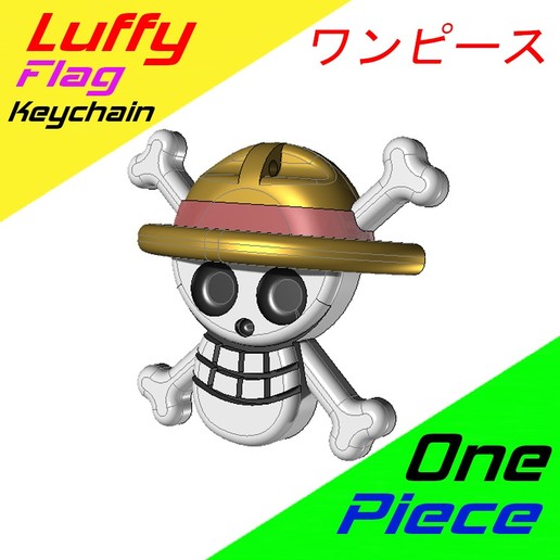 luffy flag keychain - piece key 3D print model - Mito3D