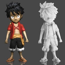 luffy piece 3d printable anime manga character male man human one sunny chibi straw hat 3d print model - Mito3D